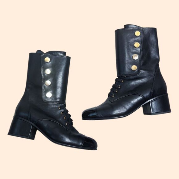 Chanel 19B Black Leather Boots - Picture 1 of 16